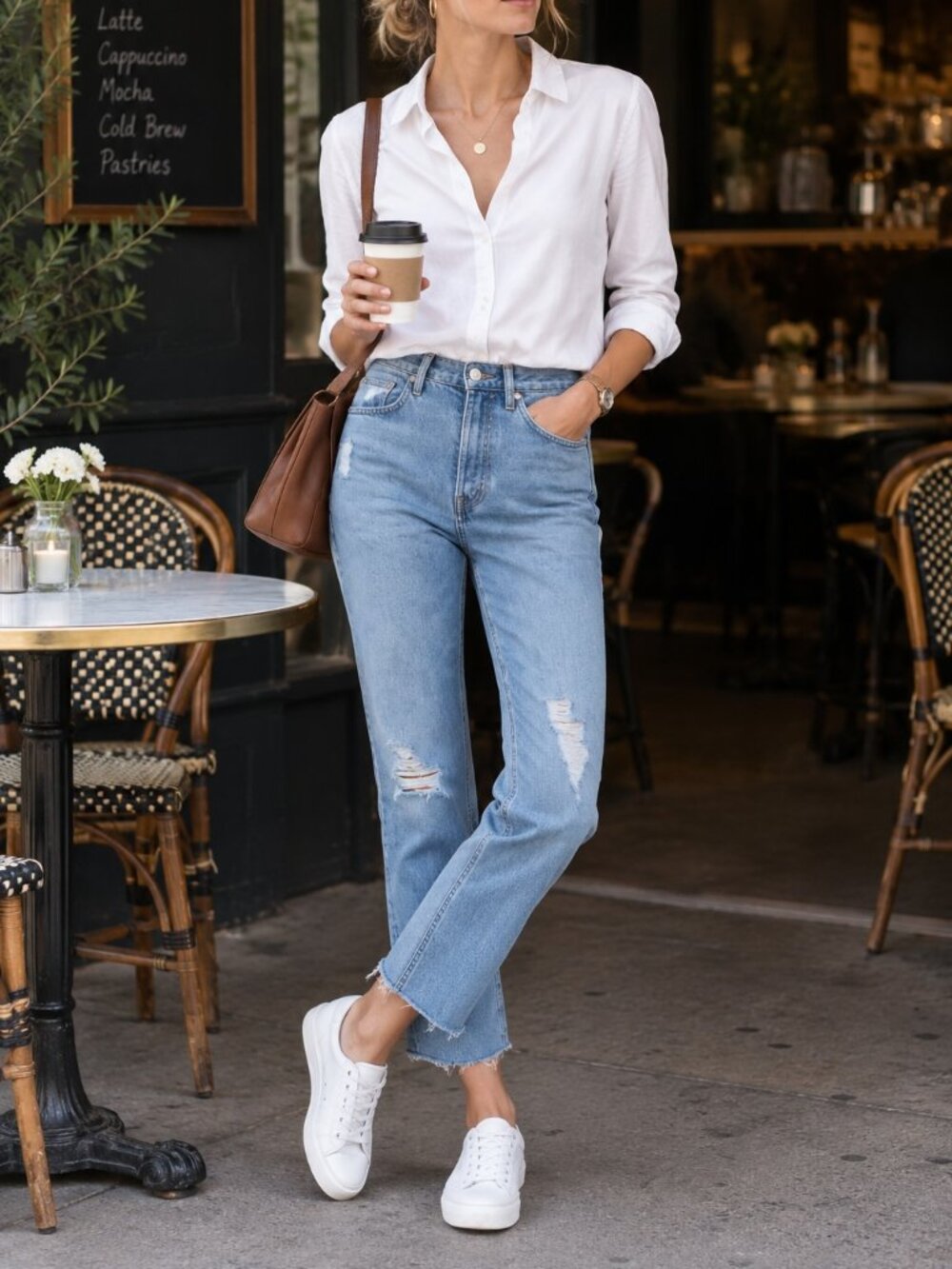FRANK & EILEEN The Monaghan Ripped Raw Hem Crop Straight Leg Mom Jeans 24